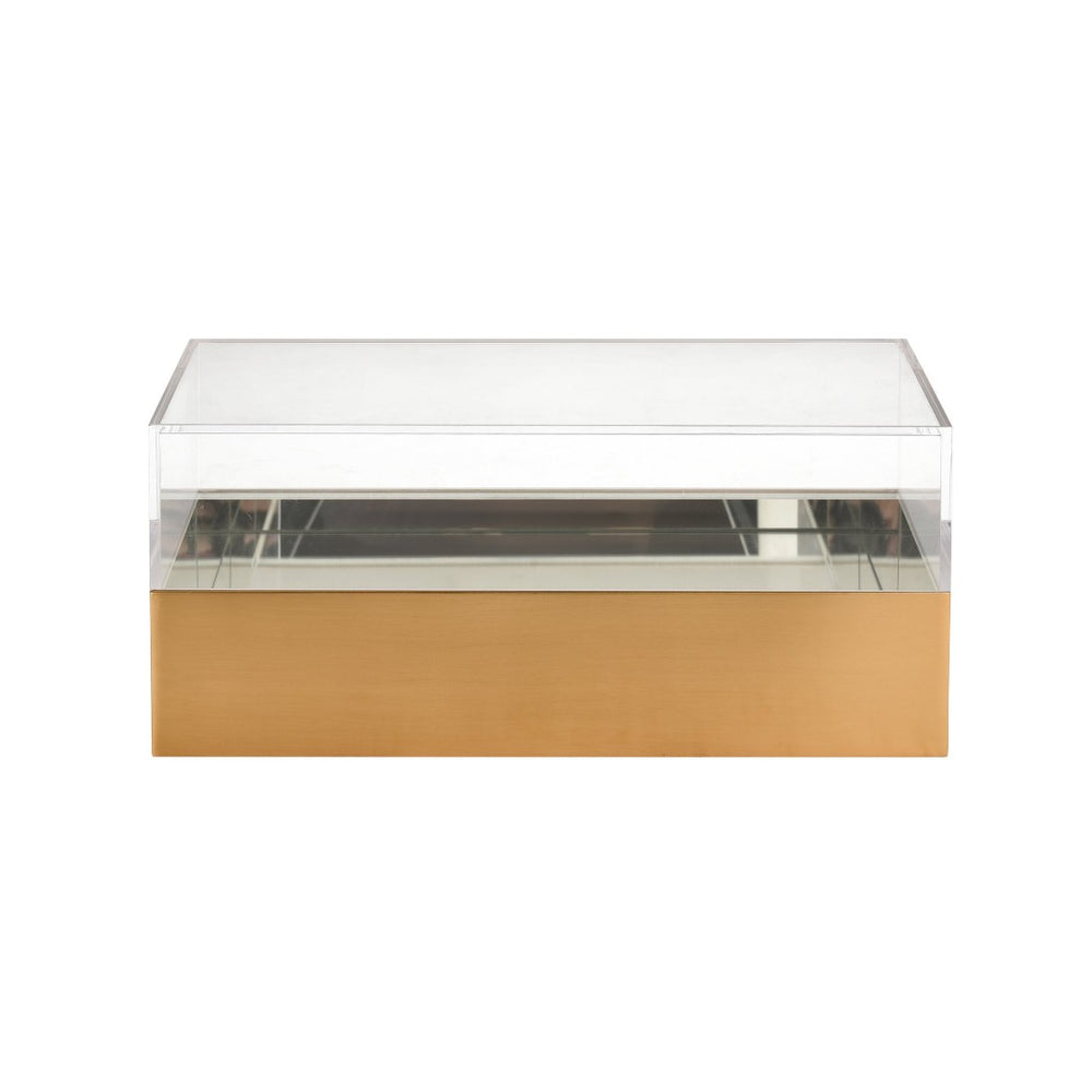 Atlas Split Decorative Box - Modern Acrylic and Brass Accent with Mirrored Interior for Stylish Storage Rectangle AC11606-01