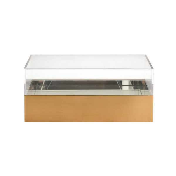 Atlas Split Decorative Box - Modern Acrylic and Brass Accent with Mirrored Interior for Stylish Storage Rectangle AC11606-01