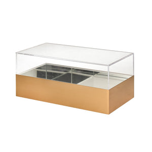 Atlas Split Decorative Box - Modern Acrylic and Brass Accent with Mirrored Interior for Stylish Storage Rectangle AC11606-01