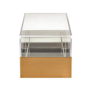 Atlas Split Decorative Box - Modern Acrylic and Brass Accent with Mirrored Interior for Stylish Storage Rectangle AC11606-01