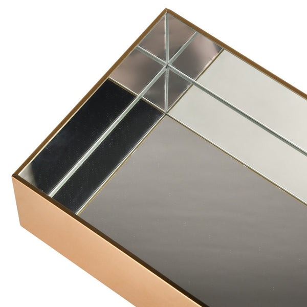 Atlas Split Decorative Box - Modern Acrylic and Brass Accent with Mirrored Interior for Stylish Storage Rectangle AC11606-01
