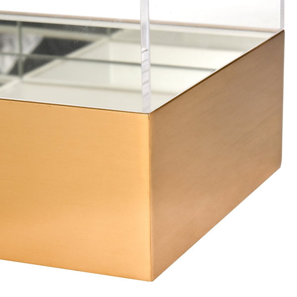 Atlas Split Decorative Box - Modern Acrylic and Brass Accent with Mirrored Interior for Stylish Storage Rectangle AC11606-01