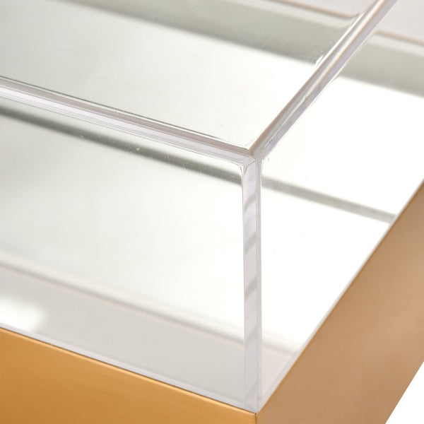 Atlas Split Decorative Box - Modern Acrylic and Brass Accent with Mirrored Interior for Stylish Storage Rectangle AC11606-01