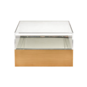 Atlas Split Decorative Box - Modern Acrylic and Brass Accent with Mirrored Interior for Stylish Storage Square AC11607-01