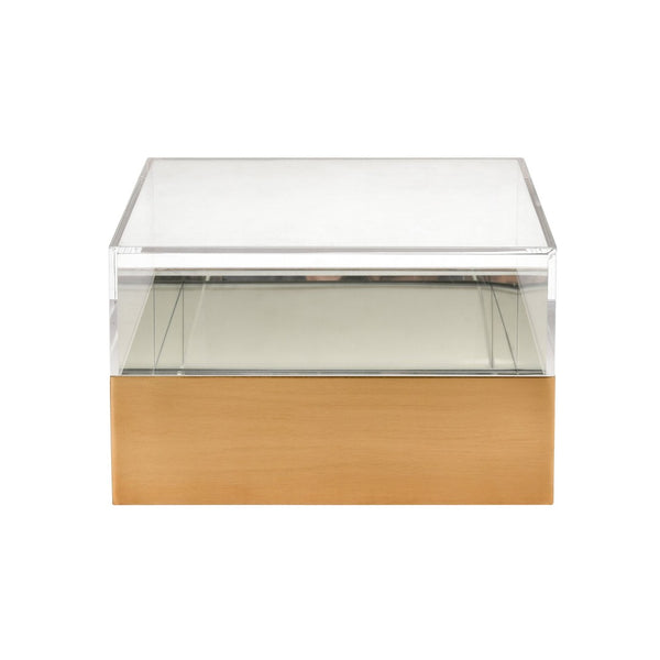 Atlas Split Decorative Box - Modern Acrylic and Brass Accent with Mirrored Interior for Stylish Storage Square AC11607-01