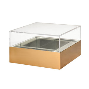 Atlas Split Decorative Box - Modern Acrylic and Brass Accent with Mirrored Interior for Stylish Storage Square AC11607-01