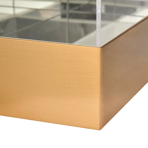 Atlas Split Decorative Box - Modern Acrylic and Brass Accent with Mirrored Interior for Stylish Storage Square AC11607-01