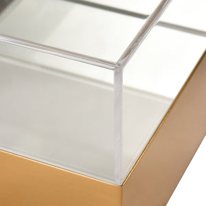 Atlas Split Decorative Box - Modern Acrylic and Brass Accent with Mirrored Interior for Stylish Storage Square AC11607-01
