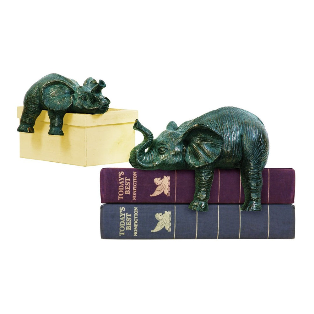 Atlas Sprawling Elephant Bookends Set of 2 – Elegant Aged Bronze Decor for Bookshelves & Collectibles AC11609-01S