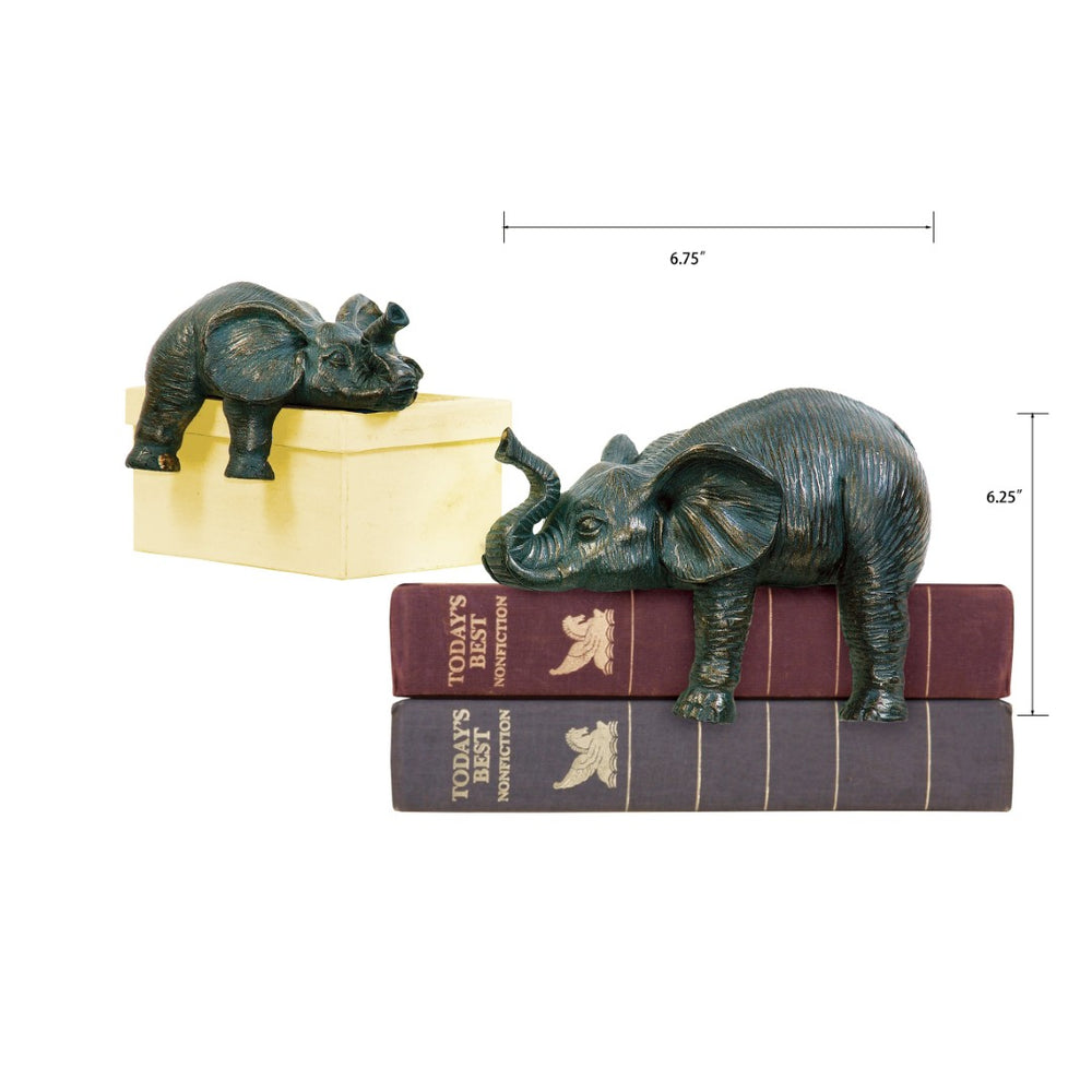 Atlas Sprawling Elephant Bookends Set of 2 – Elegant Aged Bronze Decor for Bookshelves & Collectibles AC11609-01S