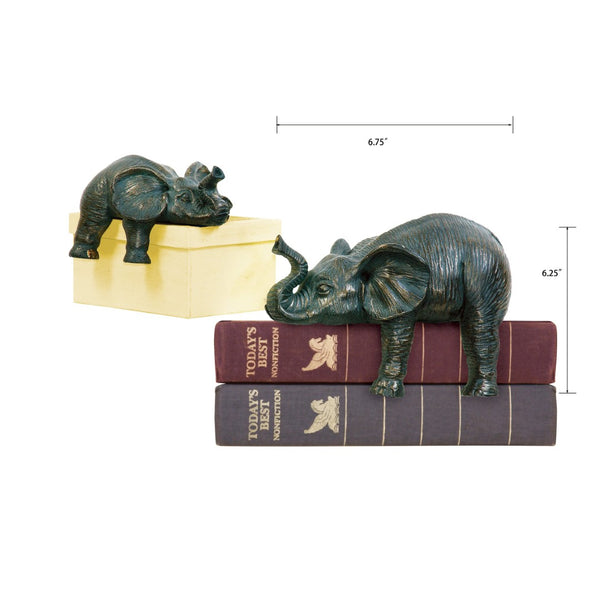 Atlas Sprawling Elephant Bookends Set of 2 – Elegant Aged Bronze Decor for Bookshelves & Collectibles AC11609-01S