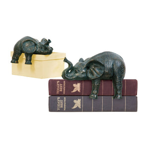Atlas Sprawling Elephant Bookends Set of 2 – Elegant Aged Bronze Decor for Bookshelves & Collectibles AC11609-01S