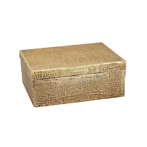 Atlas Square Linen Texture Box - Antique Brass Elegance for Stylish Storage and Home Decor Solutions Small Brass AC11610-01