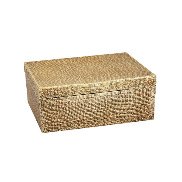 Atlas Square Linen Texture Box - Antique Brass Elegance for Stylish Storage and Home Decor Solutions Small Brass AC11610-01