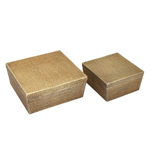Atlas Square Linen Texture Box - Antique Brass Elegance for Stylish Storage and Home Decor Solutions Small Brass AC11610-01