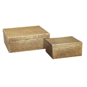 Atlas Square Linen Texture Box - Antique Brass Elegance for Stylish Storage and Home Decor Solutions Large Brass AC11610-02