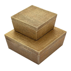 Atlas Square Linen Texture Box - Antique Brass Elegance for Stylish Storage and Home Decor Solutions Large Brass AC11610-02
