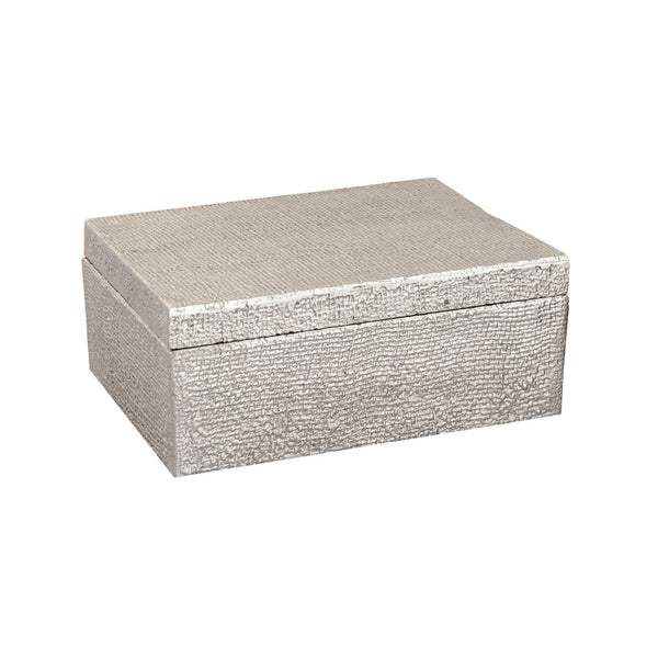 Atlas Square Linen Texture Box - Elegant Antique Nickel Finish for Stylish Storage & Home Decor Accent Small Nickel AC11610-03