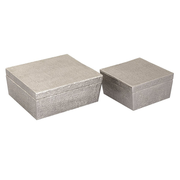 Atlas Square Linen Texture Box - Elegant Antique Nickel Finish for Stylish Storage & Home Decor Accent Small Nickel AC11610-03