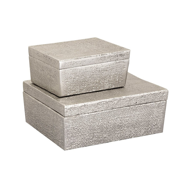 Atlas Square Linen Texture Box - Elegant Antique Nickel Finish for Stylish Storage & Home Decor Accent Small Nickel AC11610-03