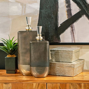 Atlas Square Linen Texture Box - Elegant Antique Nickel Finish for Stylish Storage & Home Decor Accent Small Nickel AC11610-03
