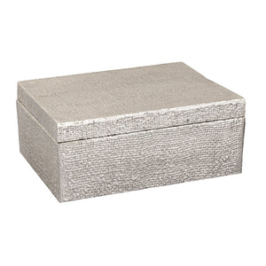 Atlas Square Linen Texture Box - Elegant Antique Nickel Finish for Stylish Storage & Home Decor Accent Large Nickel AC11610-04