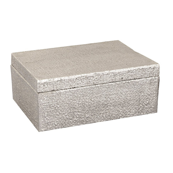 Atlas Square Linen Texture Box - Elegant Antique Nickel Finish for Stylish Storage & Home Decor Accent Large Nickel AC11610-04