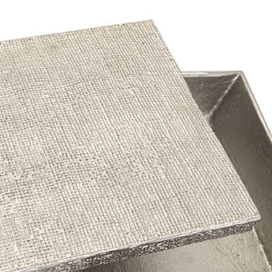 Atlas Square Linen Texture Box - Elegant Antique Nickel Finish for Stylish Storage & Home Decor Accent Large Nickel AC11610-04