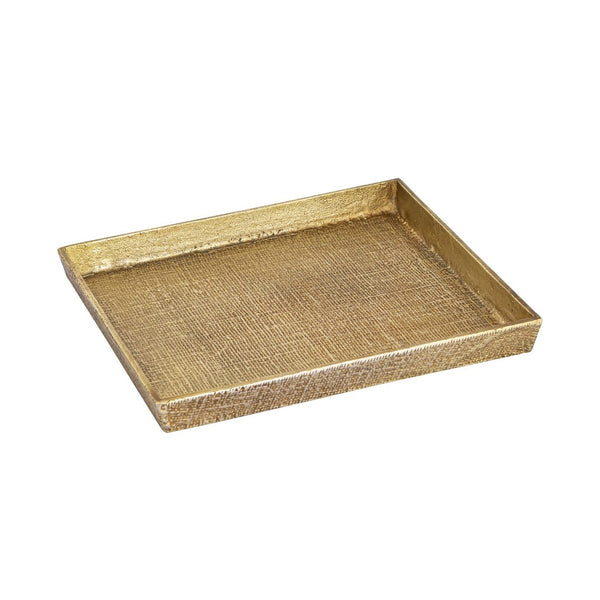 Atlas Square Nesting Trays Set of 2 - Elegant Antique Brass Finish with Textured Linen Design for Decor AC11611-01S
