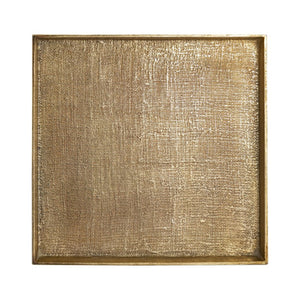 Atlas Square Nesting Trays Set of 2 - Elegant Antique Brass Finish with Textured Linen Design for Decor AC11611-01S