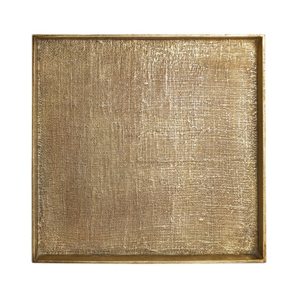 Atlas Square Nesting Trays Set of 2 - Elegant Antique Brass Finish with Textured Linen Design for Decor AC11611-01S