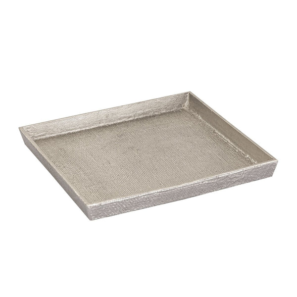 Atlas Square Linen Texture Tray Set of 2 - Elegant Antique Nickel Nesting Trays for Home Décor & Organization AC11611-02S
