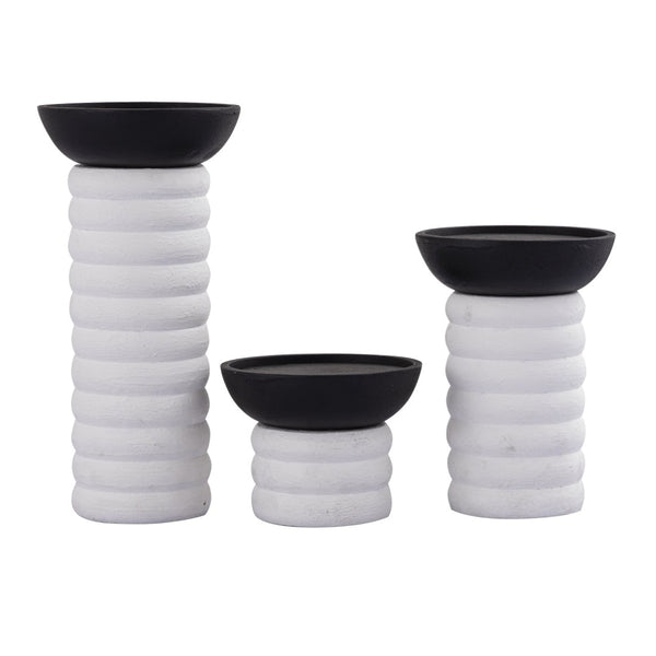 Atlas Stack Pillar Holder Set of 3 - Elegant Metal Candle Holders for Modern Home Decor & Centerpieces AC11613-01S