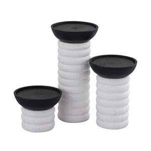 Atlas Stack Pillar Holder Set of 3 - Elegant Metal Candle Holders for Modern Home Decor & Centerpieces AC11613-01S