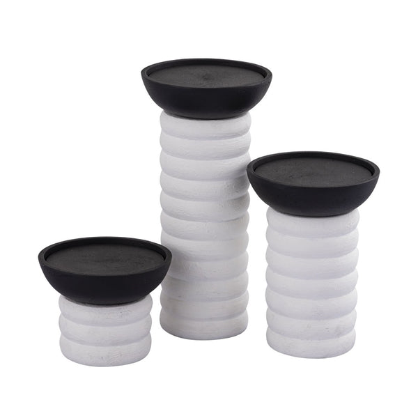 Atlas Stack Pillar Holder Set of 3 - Elegant Metal Candle Holders for Modern Home Decor & Centerpieces AC11613-01S