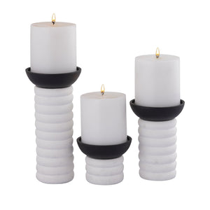 Atlas Stack Pillar Holder Set of 3 - Elegant Metal Candle Holders for Modern Home Decor & Centerpieces AC11613-01S