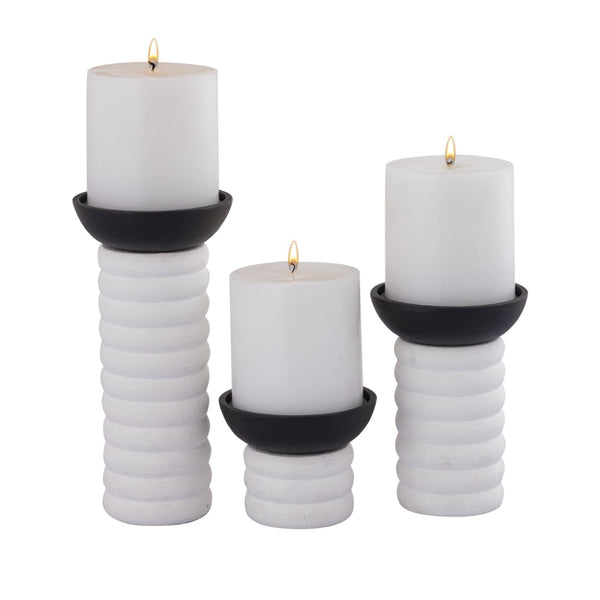 Atlas Stack Pillar Holder Set of 3 - Elegant Metal Candle Holders for Modern Home Decor & Centerpieces AC11613-01S