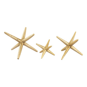 Atlas Star Jacks Decorative Object Set - Oversized Sculptural Accents in Metallic Champagne for Modern Decor AC11614-01S