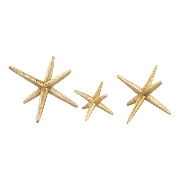 Atlas Star Jacks Decorative Object Set - Oversized Sculptural Accents in Metallic Champagne for Modern Decor AC11614-01S