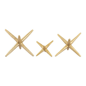 Atlas Star Jacks Decorative Object Set - Oversized Sculptural Accents in Metallic Champagne for Modern Decor AC11614-01S
