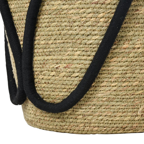 Atlas Steele Baskets Set of 2 - Handwoven Seagrass Storage with Black Cotton Handles for Home Decor AC11616-01S