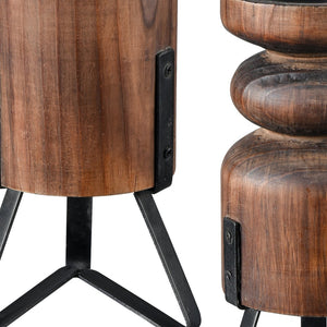 Atlas Stilton Candleholder Set of 3 - Sculptural Pillar Holders with Wood & Metal for Stylish Displays AC11617-01S