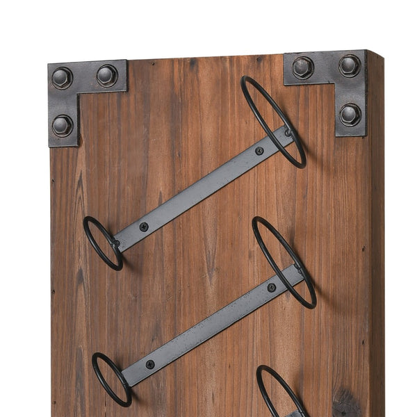 Atlas Stilton Wine Rack - Rustic Wall-Mounted Storage for Kitchen & Bar, Stylish Wood & Iron Design AC11618-01