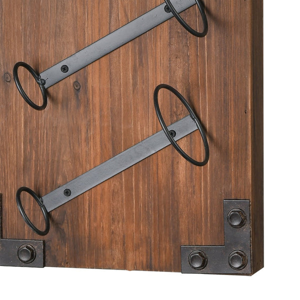 Atlas Stilton Wine Rack - Rustic Wall-Mounted Storage for Kitchen & Bar, Stylish Wood & Iron Design AC11618-01