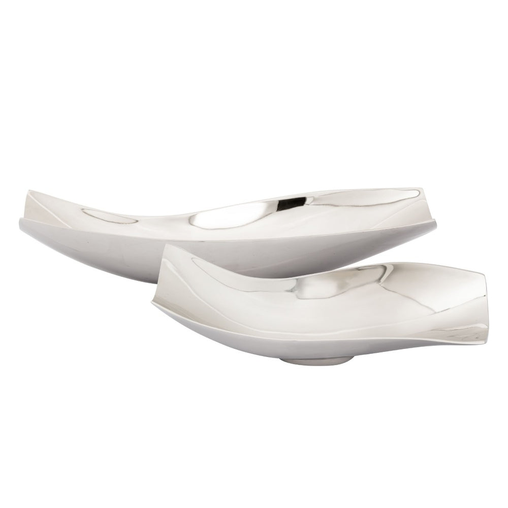 Atlas Sway Bowl - Elegant Set of 2 Polished Silver Nesting Bowls for Modern Home Decor and Organization AC11620-01S