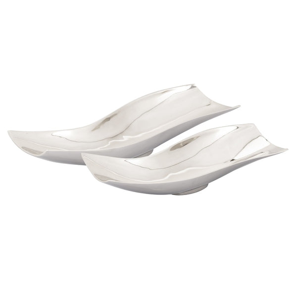 Atlas Sway Bowl - Elegant Set of 2 Polished Silver Nesting Bowls for Modern Home Decor and Organization AC11620-01S