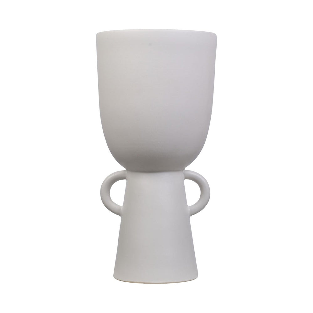 Atlas Talus Large Vase - Modern Earthenware Centerpiece with Fluted Rim for Stylish Home Decor Display AC11624-01