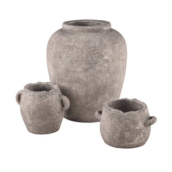 Atlas Tanis Vase - Artful Extra Small Earthenware Accent for Modern & Rustic Home Decor, Aged Gray Finish AC11626-02