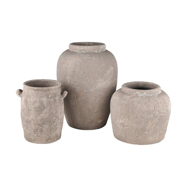 Atlas Tanis Vessel - Rustic Earthenware Decor with Taupe Finish for Elegant Home Styling & Display Large AC11627-02