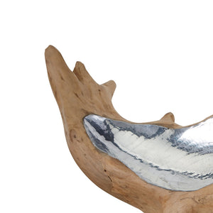 Atlas Teak Root Bowl - Organic Elegance with Hammered Aluminum Insert for Stunning Home Décor Accent Medium AC11631-01